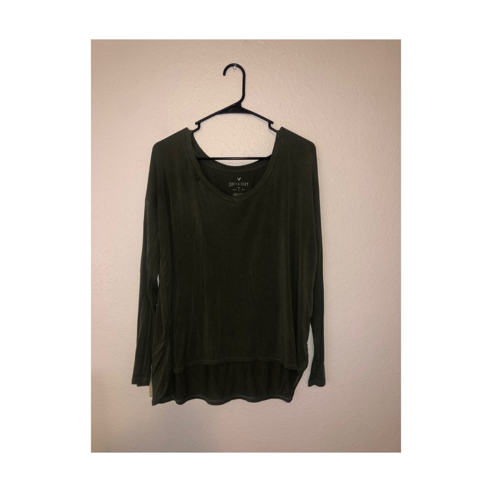 Olive green long sleeve flowy shirt